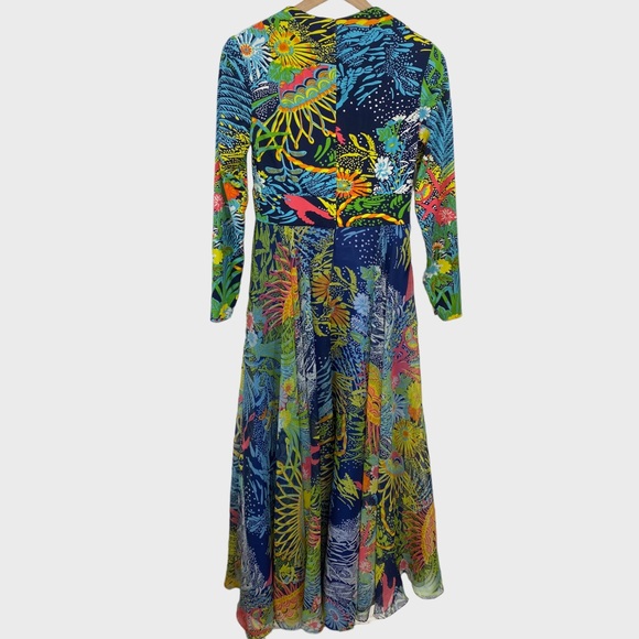 Vintage Don Luis De Espana Multicolor Funky Floral Print Flowy Maxi Dress S/M - Picture 12 of 12